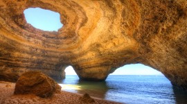 Beach With Caves Desktop Wallpaper HD