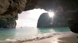 Beach With Caves Wallpaper