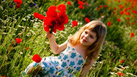 Children With Flowers wallpapers high quality
