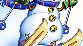 Snowman Skiing Wallpaper For IPhone