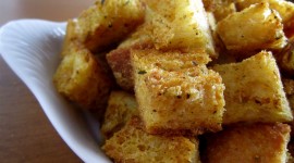 Homemade Croutons With Garlic Wallpaper Background