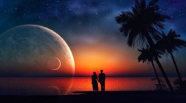 Lovers At Intimate Sunset Wallpaper Free