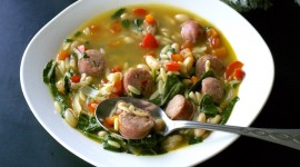 Soup With Sausages Wallpaper Background