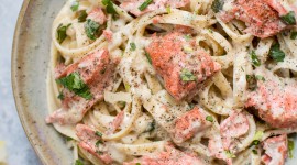 Salmon Pasta Wallpaper For IPhone Download