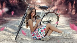 4K Girl On A Bicycle Desktop Wallpaper