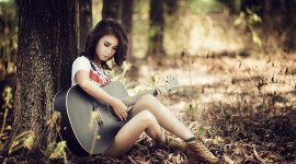 Girl With Guitar Desktop Wallpaper For PC