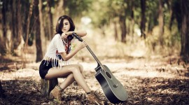 Girl With Guitar Photo Download