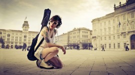 Girl With Guitar Wallpaper