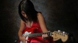Girl With Guitar Wallpaper Background