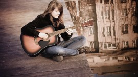 Girl With Guitar Wallpaper Free