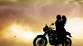 Couple Motorcycle Love Aircraft Picture
