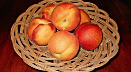 Basket With Peaches Wallpaper High Definition