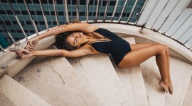 Girl Model Ladder Wallpaper