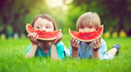 Children Watermelon Desktop Wallpaper