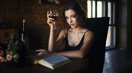 Girl With A Glass Of Wine 1080p