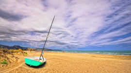 Beach Boat Sand Desktop Wallpaper