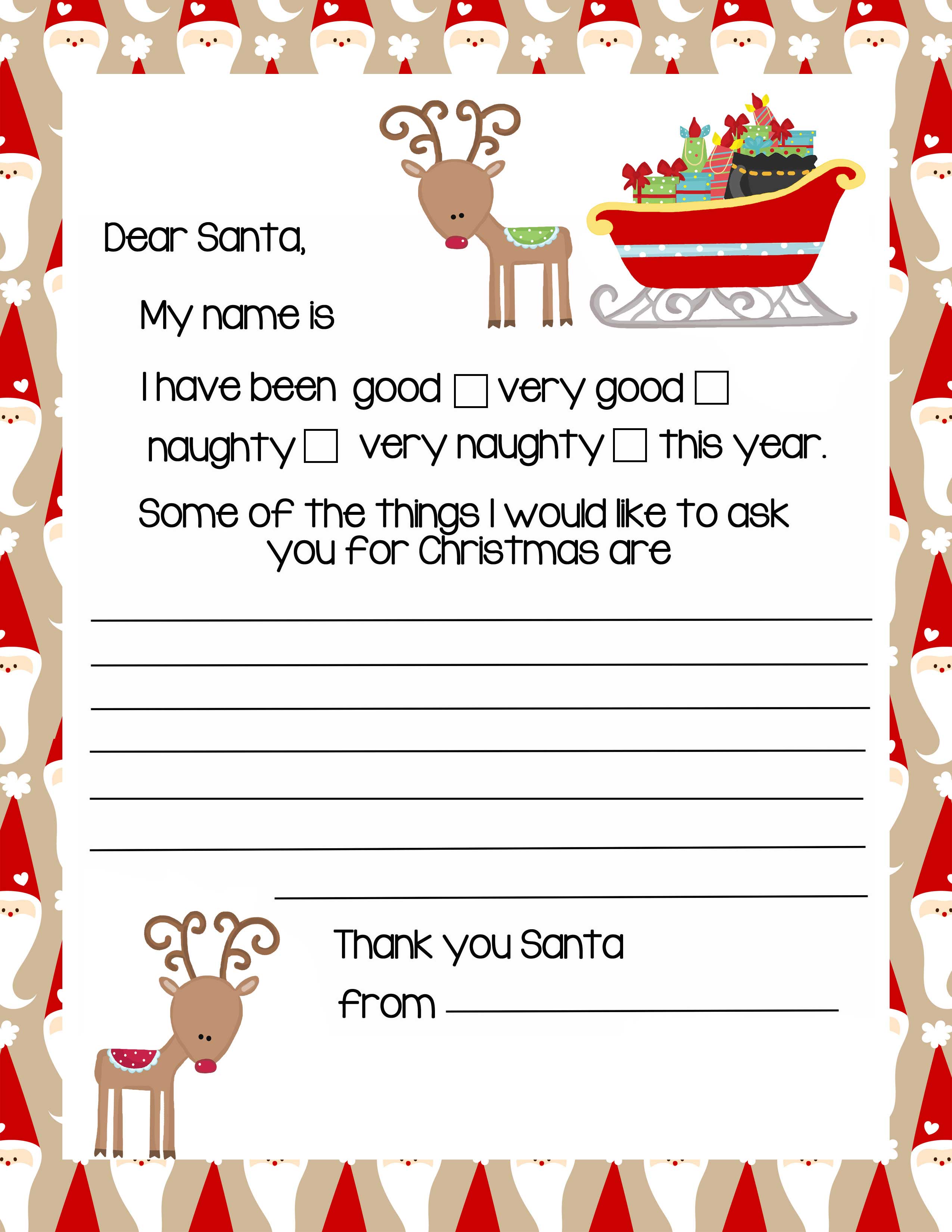 Free Printable Letter From Santa Claus Template