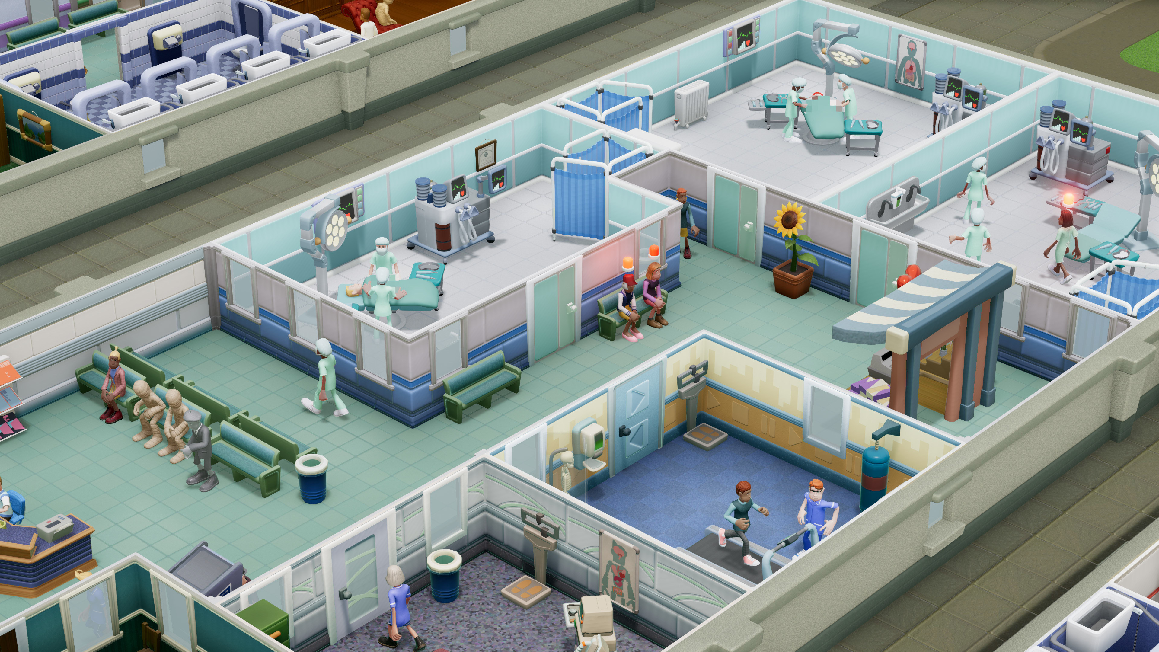 Второй госпиталь в галактике. Theme Hospital 2. Theme Hospital игра 2018. Two point Hospital процедурная. Hospital Set игра.